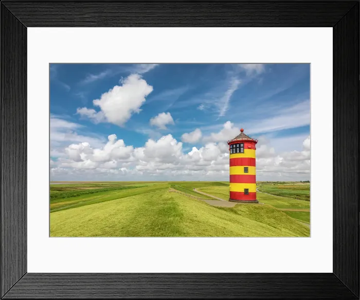Framed Print : Pilsum lighthouse near Greetsiel, Krummhoern, East Frisia, Lower Saxony, Germany
