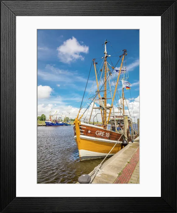 Framed Print : Shrimp boats in the harbor of Greetsiel, East Frisia, Lower Saxony, Germany Framed Print : Shrimp boats in the harbor of Greetsiel, East Frisia, Lower Saxony, Germany
