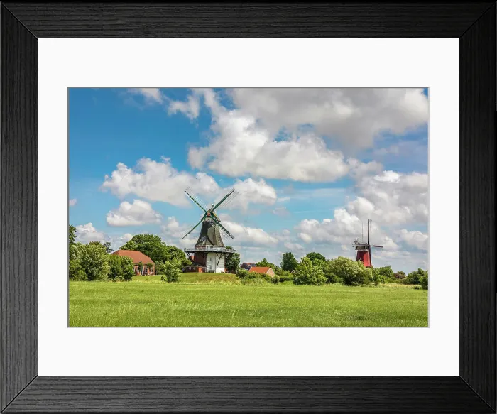 Framed Print : Twin windmills near Greetsiel, East Frisia, Lower Saxony, Germany Framed Print : Twin windmills near Greetsiel, East Frisia, Lower Saxony, Germany