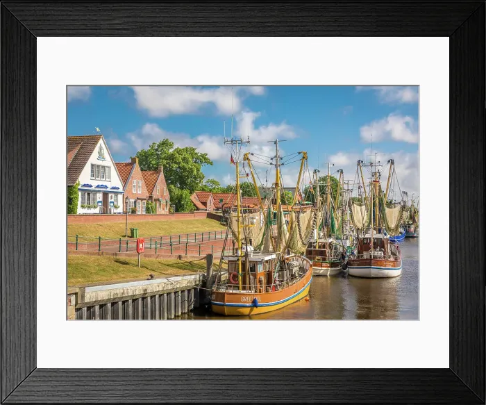 Framed Print : Shrimp boats in the harbor of Greetsiel, East Frisia, Lower Saxony, Germany Framed Print : Shrimp boats in the harbor of Greetsiel, East Frisia, Lower Saxony, Germany