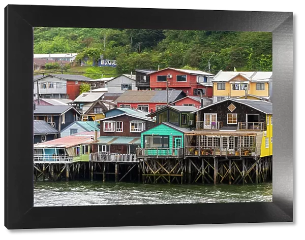 Stilt houses called Palafitos, Castro, Chiloe Island, Chiloe Province, Los Lagos Region, Chile