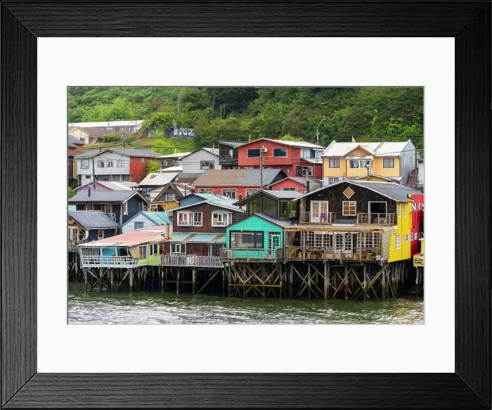 Framed Print : Stilt houses called Palafitos, Castro, Chiloe Island, Chiloe Province, Los Lagos Region, Chile Framed Print : Stilt houses called Palafitos, Castro, Chiloe Island, Chiloe Province, Los Lagos Region, Chile