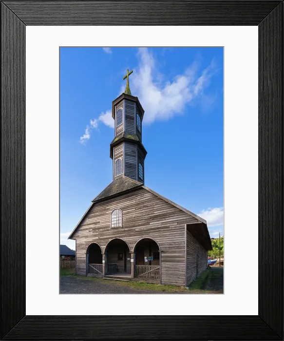Framed Print : Facade of Iglesia San Juan Bautista, San Juan, Dalcahue, UNESCO, Chiloe Island, Chiloe Province, Los Lagos Region, Chile