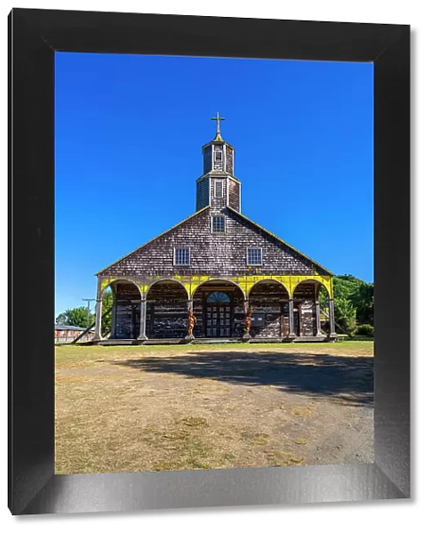 Facade of Church of Quinchao, Quinchao Island, UNESCO, Chiloe Province, Los Lagos Region, Chile