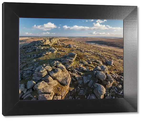 Granite outcrops on Rough Tor on Bodmin Moor, Cornwall, England. Winter (January) 2024