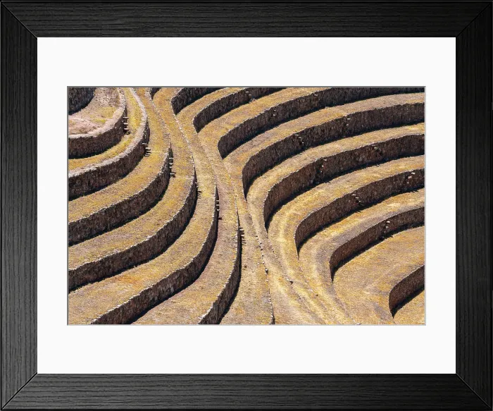Framed Print : Abstract of terraces in Moray, Sacred Valley, Urubamba Province, Cusco Region, Peru Framed Print : Abstract of terraces in Moray, Sacred Valley, Urubamba Province, Cusco Region, Peru