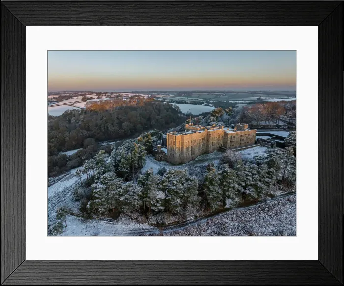 Framed Print : Aerial view of Castle Drogo on a snowy winter morning, Dartmoor, Devon, England. Winter (December) 2023 Framed Print : Aerial view of Castle Drogo on a snowy winter morning, Dartmoor, Devon, England. Winter (December) 2023