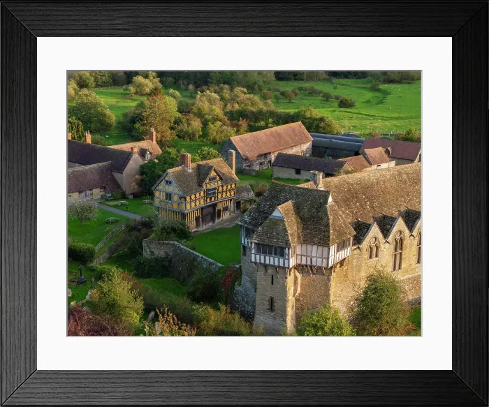 Framed Print : Aerial view of the 13th century Stokesay Castle, one of the best preserved fortified manor houses in England. Autumn (October) 2023 Framed Print : Aerial view of the 13th century Stokesay Castle, one of the best preserved fortified manor houses in England. Autumn (October) 2023