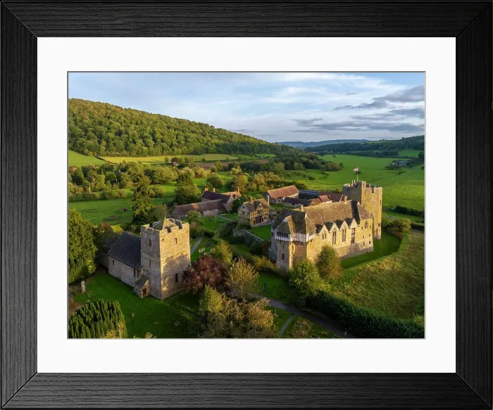 Framed Print : Aerial view of the 13th century Stokesay Castle, one of the best preserved fortified manor houses in England. Autumn (October) 2023 Framed Print : Aerial view of the 13th century Stokesay Castle, one of the best preserved fortified manor houses in England. Autumn (October) 2023