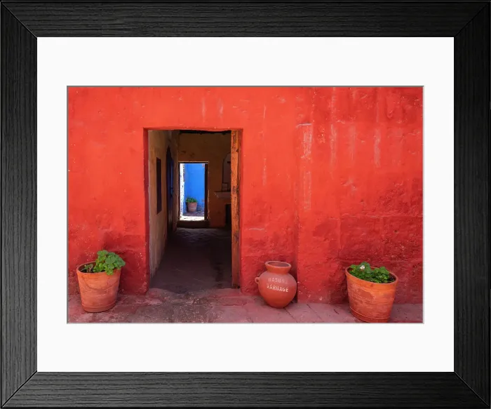 Framed Print : Blue and red doorway of Monastery of Santa Catalina de Siena, UNESCO, Arequipa, Arequipa Province, Arequipa Region, Peru Framed Print : Blue and red doorway of Monastery of Santa Catalina de Siena, UNESCO, Arequipa, Arequipa Province, Arequipa Region, Peru