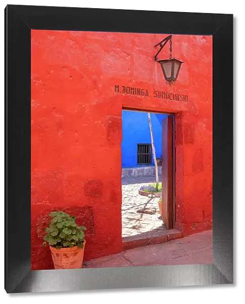 Red doorway of Monastery of Santa Catalina de Siena, UNESCO, Arequipa, Arequipa Province, Arequipa Region, Peru