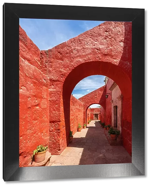 Red walkway at Monastery of Santa Catalina de Siena, UNESCO, Arequipa, Arequipa Province, Arequipa Region, Peru