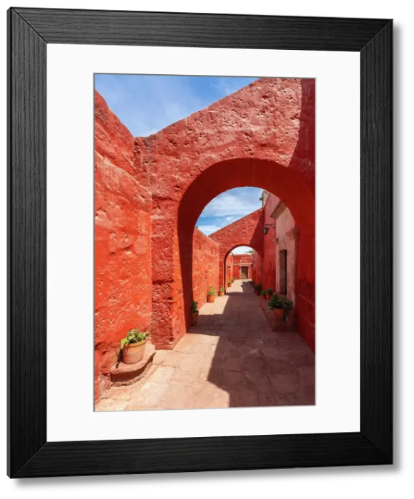 Framed Print : Red walkway at Monastery of Santa Catalina de Siena, UNESCO, Arequipa, Arequipa Province, Arequipa Region, Peru