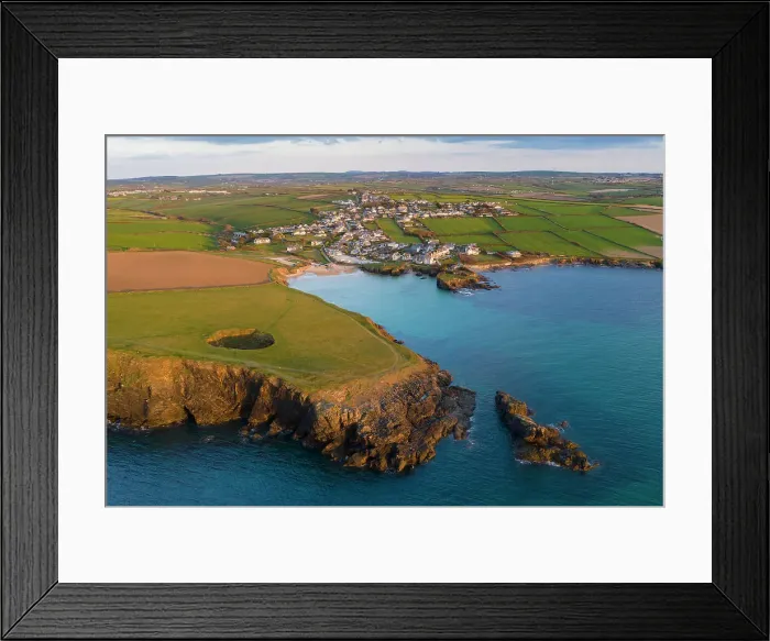 Framed Print : Aerial view of Trevone Bay and the Round Hole near Padstow on the north coast of Cornwall, England. Spring (April) 2021 Framed Print : Aerial view of Trevone Bay and the Round Hole near Padstow on the north coast of Cornwall, England. Spring (April) 2021