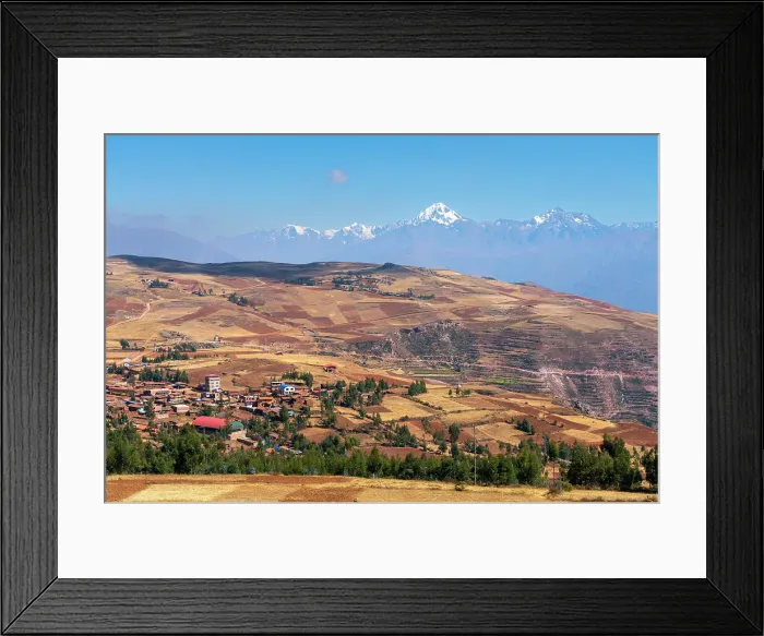 Framed Print : Village Racchi near Chinchero with distant views of snowcapped Andes mountains, Sacred Valley, Urubamba Province, Cusco Region, Peru Framed Print : Village Racchi near Chinchero with distant views of snowcapped Andes mountains, Sacred Valley, Urubamba Province, Cusco Region, Peru