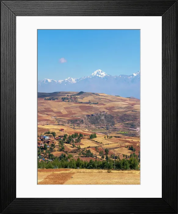 Framed Print : Village Racchi near Chinchero with distant views of snowcapped Andes mountains, Sacred Valley, Urubamba Province, Cusco Region, Peru Framed Print : Village Racchi near Chinchero with distant views of snowcapped Andes mountains, Sacred Valley, Urubamba Province, Cusco Region, Peru