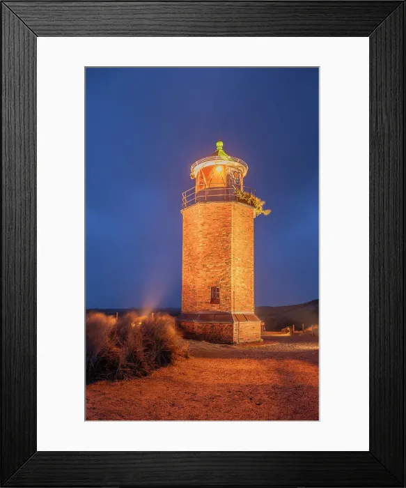 Framed Print : Red Cliff lighthouse at Kampen at dusk, Sylt Island, North Frisian Islands, Schleswig Holstein, Germany Framed Print : Red Cliff lighthouse at Kampen at dusk, Sylt Island, North Frisian Islands, Schleswig Holstein, Germany