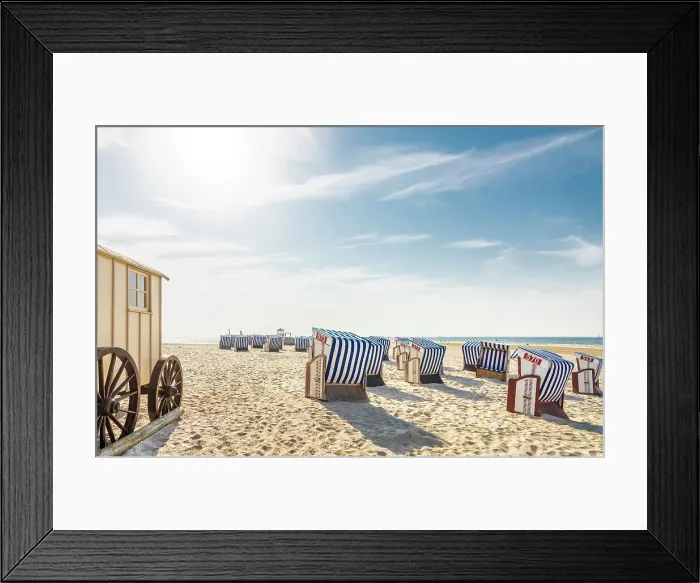 Framed Print : Bathing carts and beach chairs on the western beach of Norderney, East Frisian Islands, East Frisia, Lower Saxony, Germany Framed Print : Bathing carts and beach chairs on the western beach of Norderney, East Frisian Islands, East Frisia, Lower Saxony, Germany