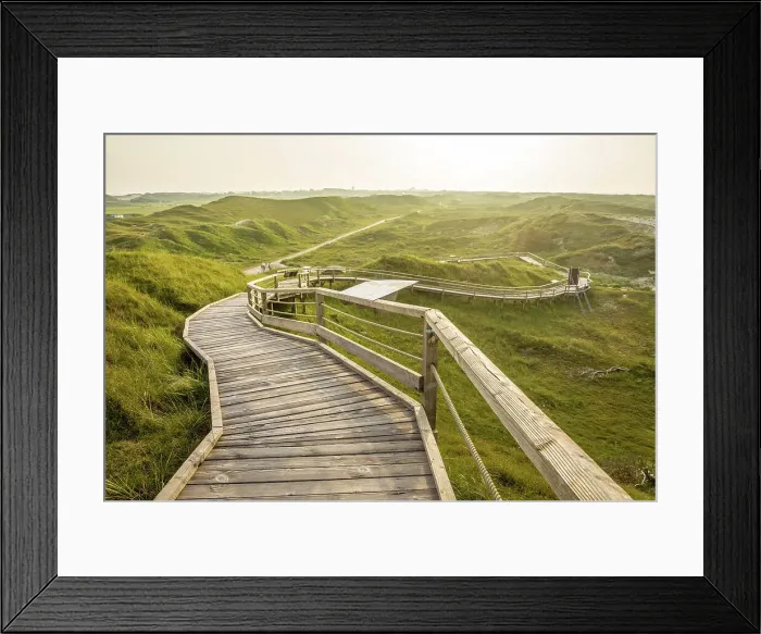 Framed Print : Wooden plank path to the viewpoint in the dunes on the northern beach of Norderney, East Frisian Islands, East Frisia, Lower Saxony, Germany Framed Print : Wooden plank path to the viewpoint in the dunes on the northern beach of Norderney, East Frisian Islands, East Frisia, Lower Saxony, Germany