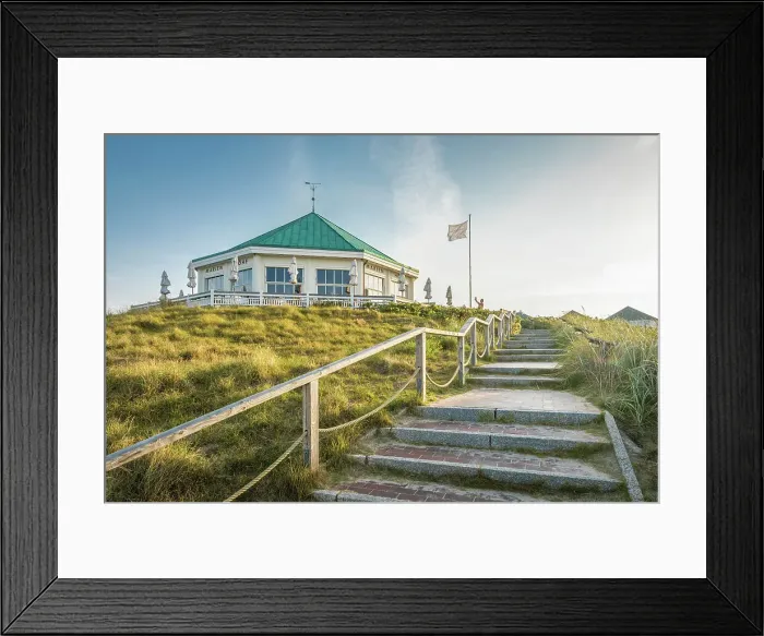 Framed Print : Traditional Cafe Marienhoehe on the western beach of Norderney, East Frisian Islands, East Frisia, Lower Saxony, Germany