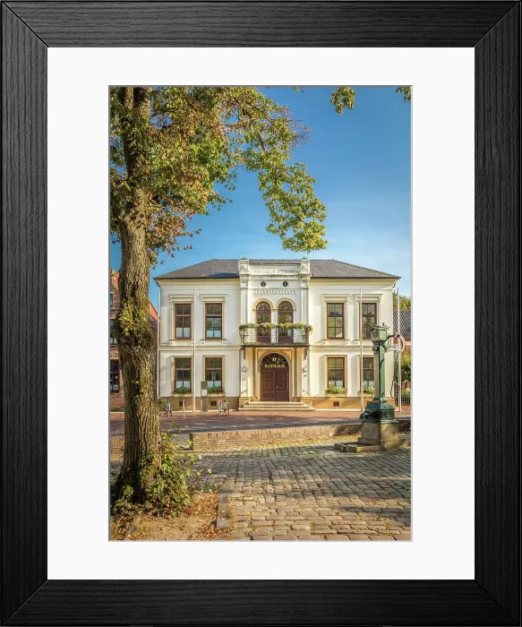 Framed Print : Town hall on the market square, Norden, East Frisia, Lower Saxony, Germany