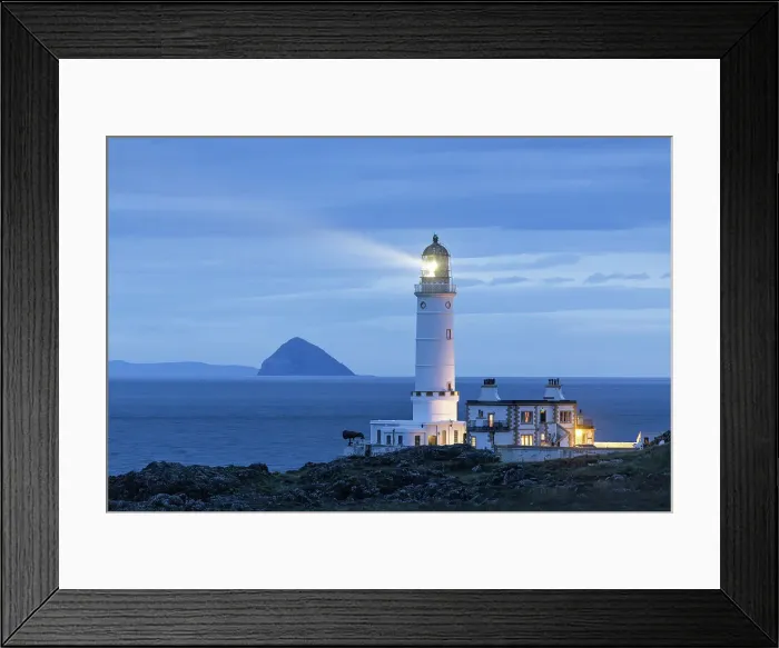 Framed Print : Corsewall Lighthouse with Aisla Craig Island, Corsewall Point, Dumfries and Galloway, Scotland, UK Framed Print : Corsewall Lighthouse with Aisla Craig Island, Corsewall Point, Dumfries and Galloway, Scotland, UK
