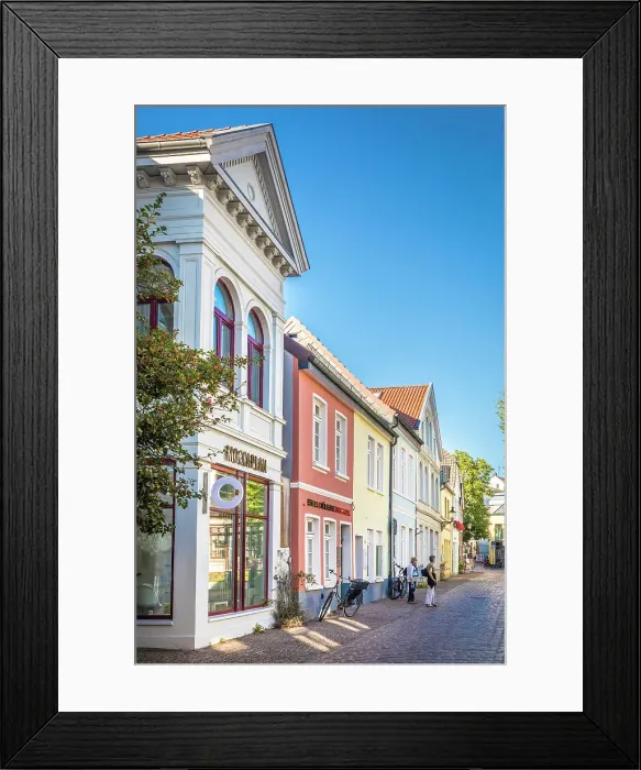 Framed Print : Historic houses in the old town of Oldenburg, Oldenburger Land, Lower Saxony, Germany