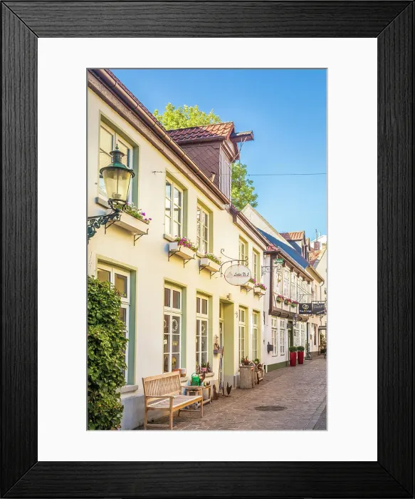 Framed Print : Historic houses in the old town of Oldenburg, Oldenburger Land, Lower Saxony, Germany