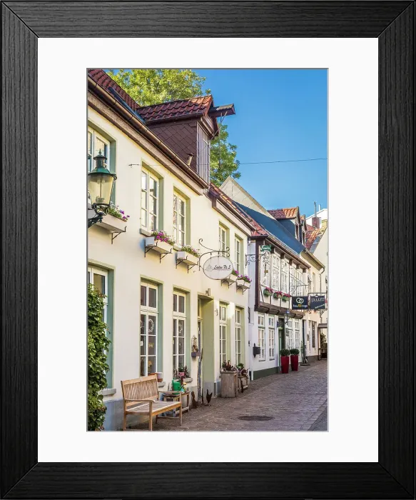 Framed Print : Historic houses in the old town of Oldenburg, Oldenburger Land, Lower Saxony, Germany