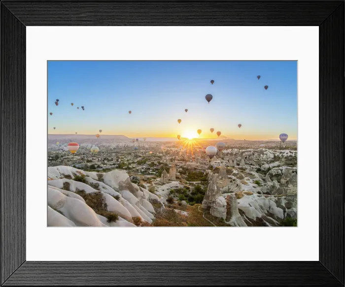 Framed Print : Rock formations, hot air balloons at sunrise, Goreme, Goreme Historical National Park, Nevsehir District, Nevsehir Province, UNESCO, Cappadocia, Central Anatolia Region, Turkey Framed Print : Rock formations, hot air balloons at sunrise, Goreme, Goreme Historical National Park, Nevsehir District, Nevsehir Province, UNESCO, Cappadocia, Central Anatolia Region, Turkey