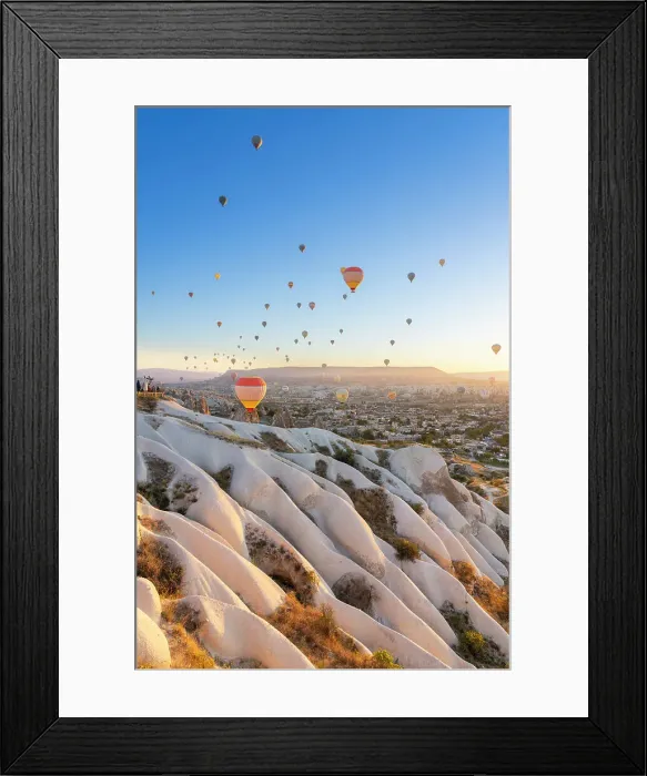 Framed Print : Rock formations, hot air balloons at sunrise, Goreme, Goreme Historical National Park, Nevsehir District, Nevsehir Province, UNESCO, Cappadocia, Central Anatolia Region, Turkey Framed Print : Rock formations, hot air balloons at sunrise, Goreme, Goreme Historical National Park, Nevsehir District, Nevsehir Province, UNESCO, Cappadocia, Central Anatolia Region, Turkey