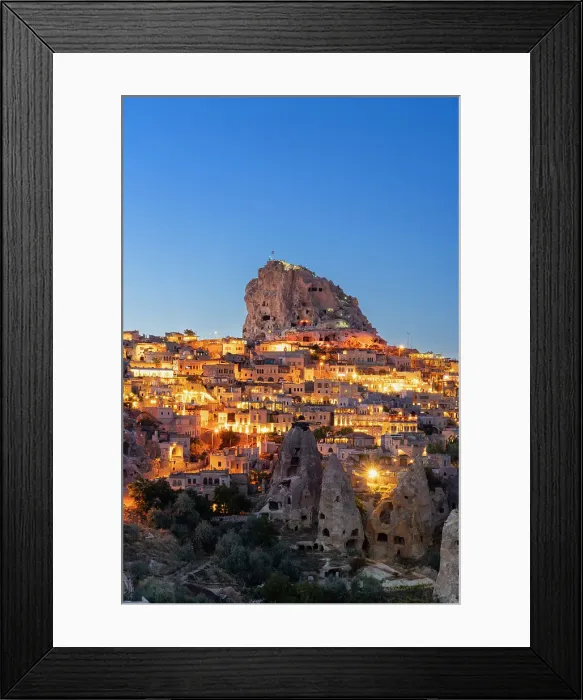 Framed Print : Uchisar Castle and Pigeon Valley at twilight, Uchisar, Goreme Historical National Park, Nevsehir District, Nevsehir Province, UNESCO, Cappadocia, Central Anatolia Region, Turkey Framed Print : Uchisar Castle and Pigeon Valley at twilight, Uchisar, Goreme Historical National Park, Nevsehir District, Nevsehir Province, UNESCO, Cappadocia, Central Anatolia Region, Turkey