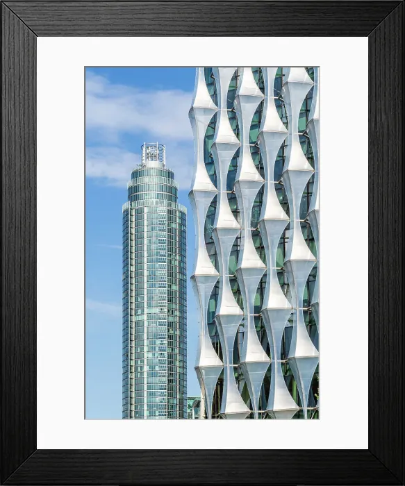 Framed Print : American Embassy and St Georges Wharf Tower in the background, Battersea, London, England, UK Framed Print : American Embassy and St Georges Wharf Tower in the background, Battersea, London, England, UK