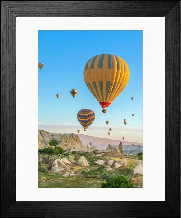 Framed Print : Aerial view of hot air balloon over rock formations at dawn, Goreme, Goreme Historical National Park, Nevsehir District, Nevsehir Province, UNESCO, Cappadocia, Central Anatolia Region, Turkey Framed Print : Aerial view of hot air balloon over rock formations at dawn, Goreme, Goreme Historical National Park, Nevsehir District, Nevsehir Province, UNESCO, Cappadocia, Central Anatolia Region, Turkey