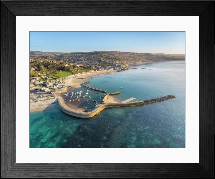 Framed Print : Aerial view over Lyme Regis and Lyme Bay, Jurassic Coast World Heritage Site, Dorset, England, UK