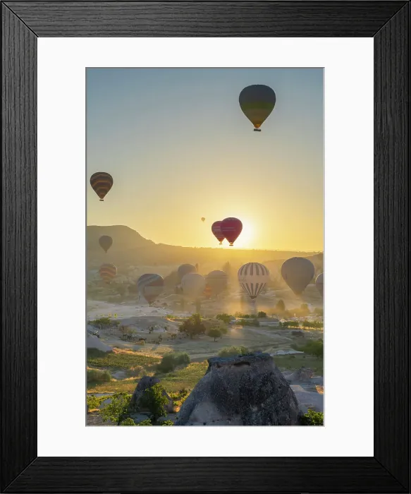 Framed Print : Aerial view of hot air balloon over rock formations at sunrise, Goreme, Goreme Historical National Park, Nevsehir District, Nevsehir Province, UNESCO, Cappadocia, Central Anatolia Region, Turkey Framed Print : Aerial view of hot air balloon over rock formations at sunrise, Goreme, Goreme Historical National Park, Nevsehir District, Nevsehir Province, UNESCO, Cappadocia, Central Anatolia Region, Turkey