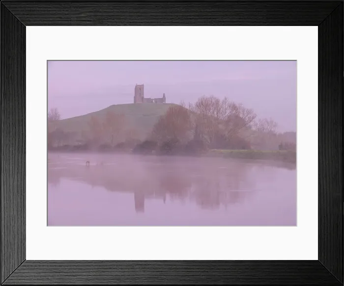 Framed Print : The ruins of St Michaels Church on Burrow Mump, reflected in the River Parrett, Burrowbridge, Somerset, England. Winter (December) 2023 Framed Print : The ruins of St Michaels Church on Burrow Mump, reflected in the River Parrett, Burrowbridge, Somerset, England. Winter (December) 2023