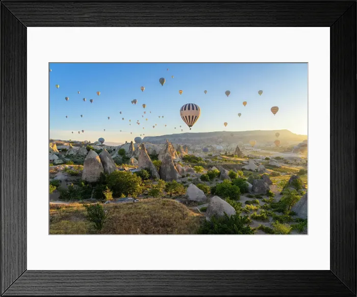 Framed Print : Aerial view of hot air balloon over rock formations at sunrise, Goreme, Goreme Historical National Park, Nevsehir District, Nevsehir Province, UNESCO, Cappadocia, Central Anatolia Region, Turkey Framed Print : Aerial view of hot air balloon over rock formations at sunrise, Goreme, Goreme Historical National Park, Nevsehir District, Nevsehir Province, UNESCO, Cappadocia, Central Anatolia Region, Turkey