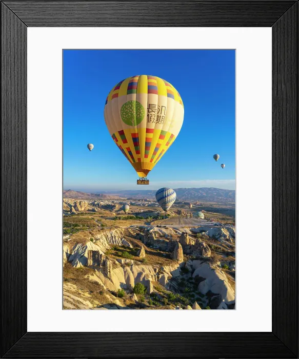 Framed Print : Aerial view of hot air balloon over rock formations at sunrise, Goreme, Goreme Historical National Park, Nevsehir District, Nevsehir Province, UNESCO, Cappadocia, Central Anatolia Region, Turkey Framed Print : Aerial view of hot air balloon over rock formations at sunrise, Goreme, Goreme Historical National Park, Nevsehir District, Nevsehir Province, UNESCO, Cappadocia, Central Anatolia Region, Turkey