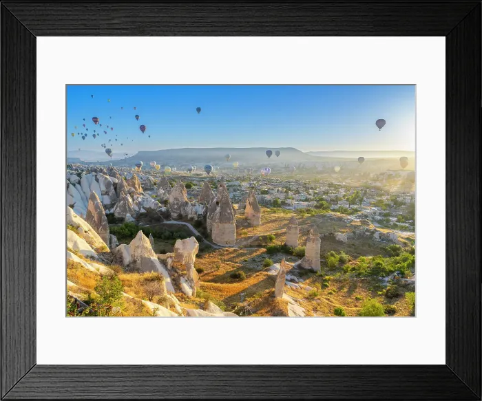 Framed Print : Rock formations, hot air balloons at sunrise, Goreme, Goreme Historical National Park, Nevsehir District, Nevsehir Province, UNESCO, Cappadocia, Central Anatolia Region, Turkey Framed Print : Rock formations, hot air balloons at sunrise, Goreme, Goreme Historical National Park, Nevsehir District, Nevsehir Province, UNESCO, Cappadocia, Central Anatolia Region, Turkey
