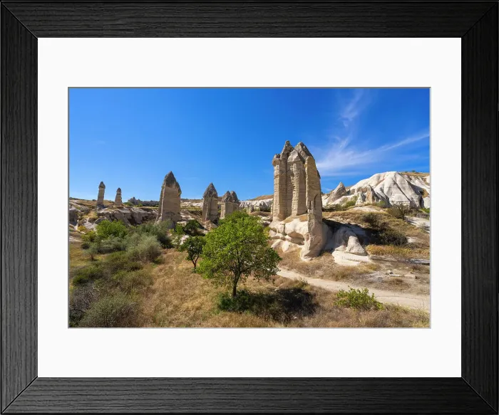 Framed Print : Rock formations at Gorkundere (Rocket) Valley, Goreme, Goreme Historical National Park, Nevsehir District, Nevsehir Province, UNESCO, Cappadocia, Central Anatolia Region, Turkey