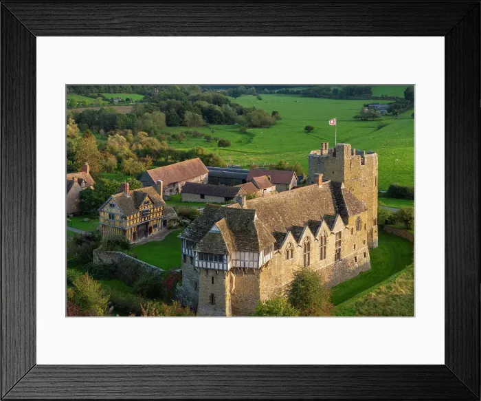 Framed Print : Aerial view of the 13th century Stokesay Castle, one of the best preserved fortified manor houses in England. Autumn (October) 2023 Framed Print : Aerial view of the 13th century Stokesay Castle, one of the best preserved fortified manor houses in England. Autumn (October) 2023