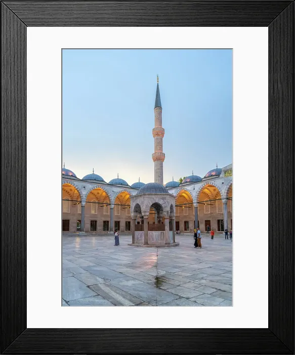 Framed Print : Courtyard of Blue Mosque at dusk, Sultanahmet, UNESCO, Fatih District, Istanbul Province, Turkey Framed Print : Courtyard of Blue Mosque at dusk, Sultanahmet, UNESCO, Fatih District, Istanbul Province, Turkey