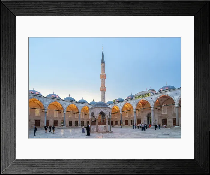 Framed Print : Courtyard of Blue Mosque at dusk, Sultanahmet, UNESCO, Fatih District, Istanbul Province, Turkey Framed Print : Courtyard of Blue Mosque at dusk, Sultanahmet, UNESCO, Fatih District, Istanbul Province, Turkey