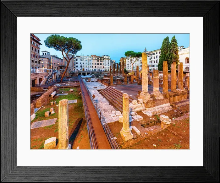Framed Print : Largo di Torre Argentina archaeological sites remains of four temples from the Republican age, Rome, Italy Framed Print : Largo di Torre Argentina archaeological sites remains of four temples from the Republican age, Rome, Italy