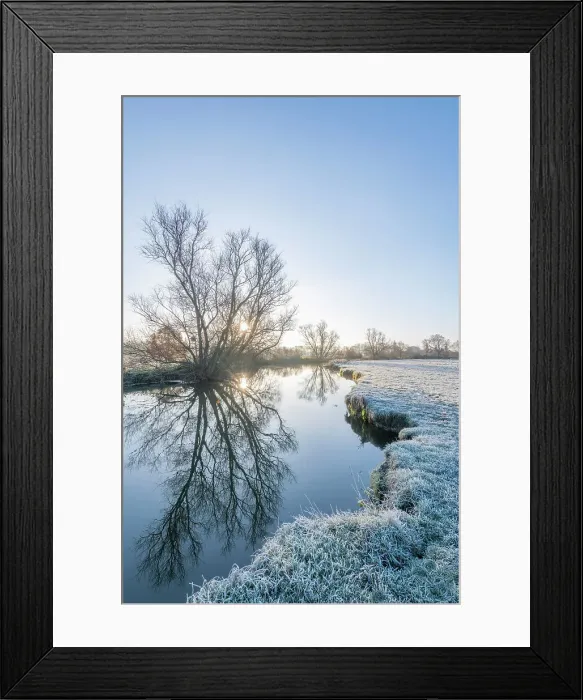 Framed Print : UK, England, Cambridgeshire, Grantchester, Grantchester Meadows and River Cam, frosty morning Framed Print : UK, England, Cambridgeshire, Grantchester, Grantchester Meadows and River Cam, frosty morning