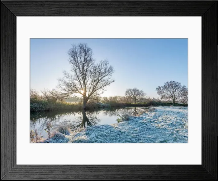 Framed Print : UK, England, Cambridgeshire, Grantchester, Grantchester Meadows and River Cam, frosty morning Framed Print : UK, England, Cambridgeshire, Grantchester, Grantchester Meadows and River Cam, frosty morning