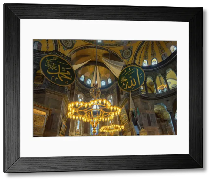 Framed Print : Interior with chandeliers inside Hagia Sophia Mosque, Sultanahmet, UNESCO, Fatih District, Istanbul Province, Turkey Framed Print : Interior with chandeliers inside Hagia Sophia Mosque, Sultanahmet, UNESCO, Fatih District, Istanbul Province, Turkey