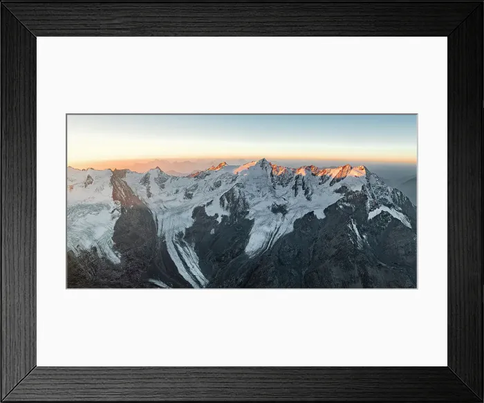 Framed Print : Dawn over the snowy peaks Tredici Cime, Pizzo Tresero, San Matteo and Forni glacier, aerial view, Valtellina, Lombardy, Italy Framed Print : Dawn over the snowy peaks Tredici Cime, Pizzo Tresero, San Matteo and Forni glacier, aerial view, Valtellina, Lombardy, Italy