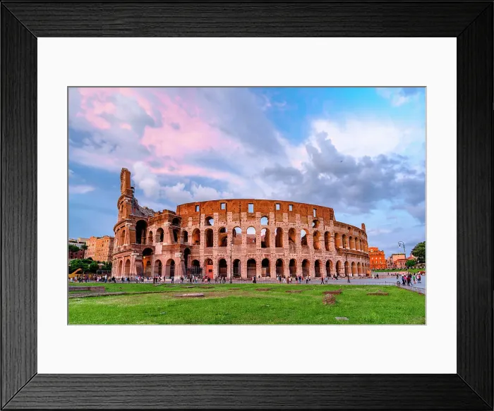Framed Print : Pink sunset over the Coliseum, Rome, Lazio, Italy Framed Print : Pink sunset over the Coliseum, Rome, Lazio, Italy